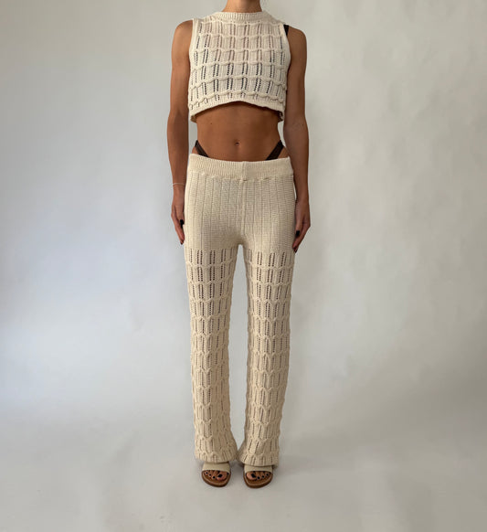 Completo pantalone con top Beige