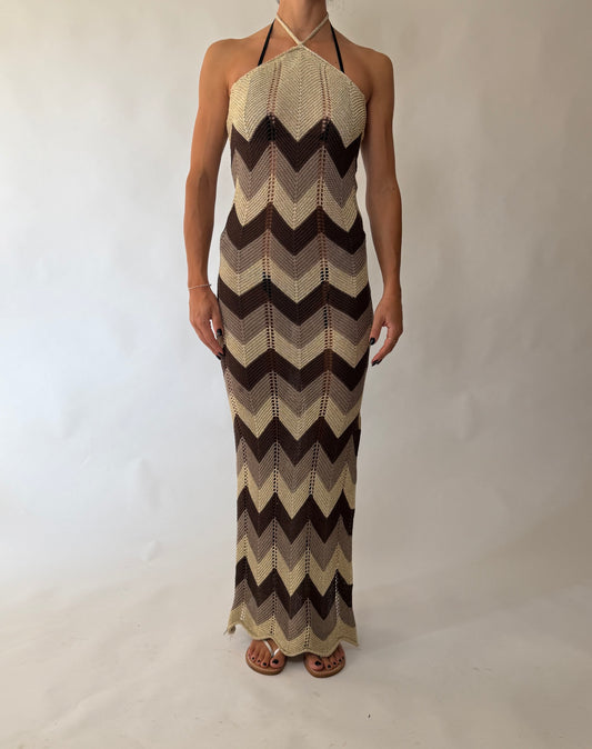 Abito con scollo all'Americana Marrone