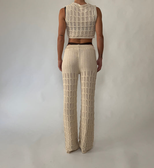 Completo pantalone con top Beige