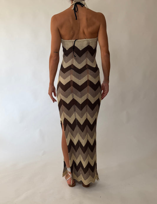 Abito con scollo all'Americana Marrone