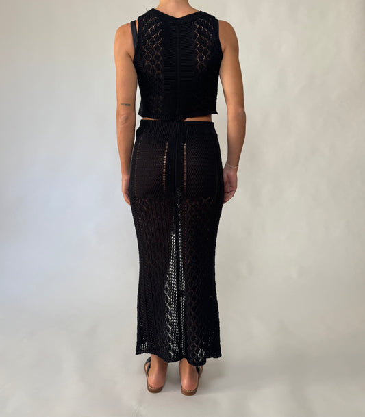 Completo gonna con canotta crochet Nero