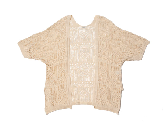 Cardigan crochet manica corta Beige