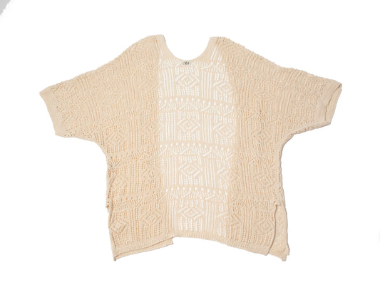 Cardigan crochet manica corta Beige