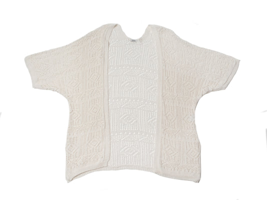 Cardigan crochet manica corta Avorio