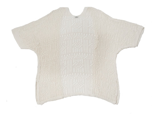 Cardigan crochet manica corta Avorio