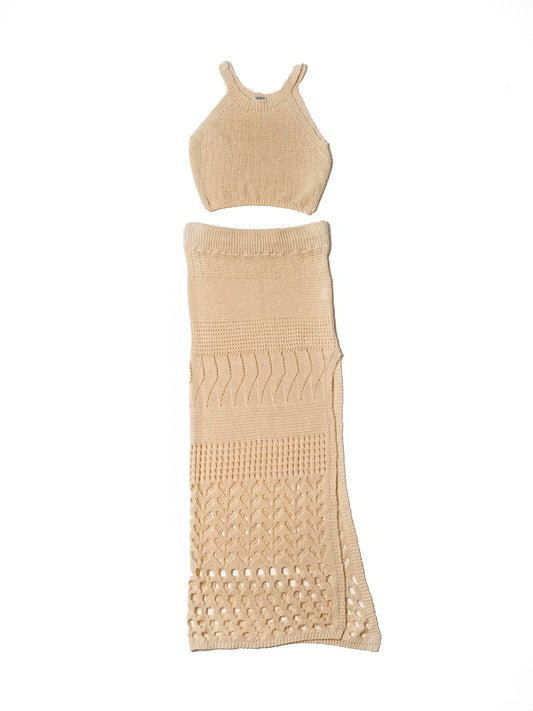 Completo gonna con spacco con canotta Beige