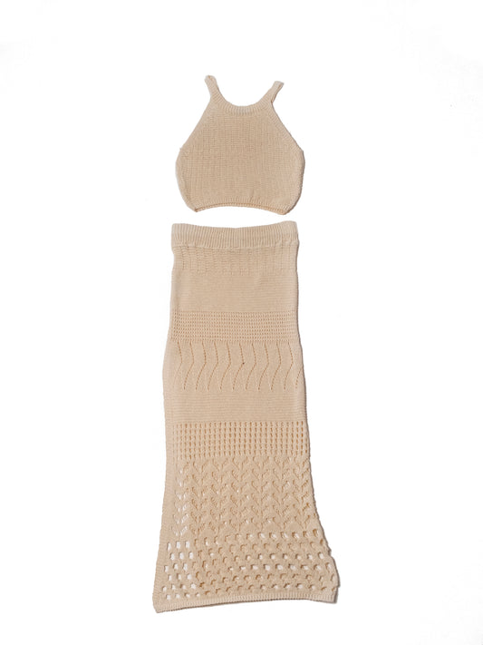 Completo gonna con spacco con canotta Beige