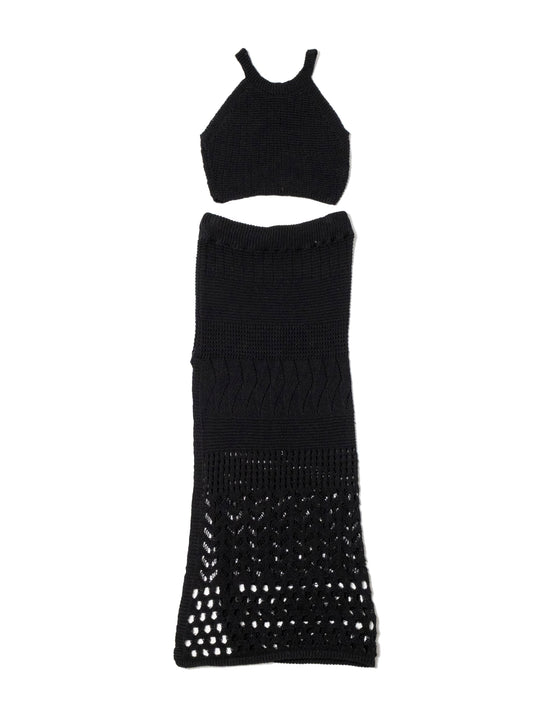 Completo gonna con spacco con canotta Nero