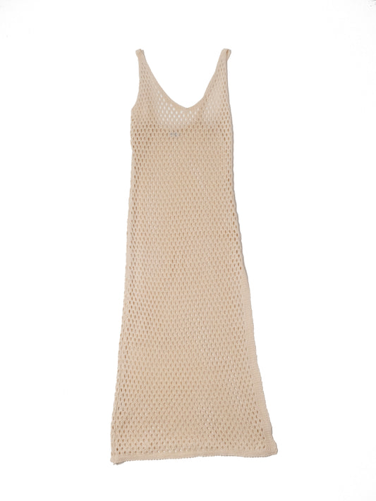 Abito lungo traforato Beige