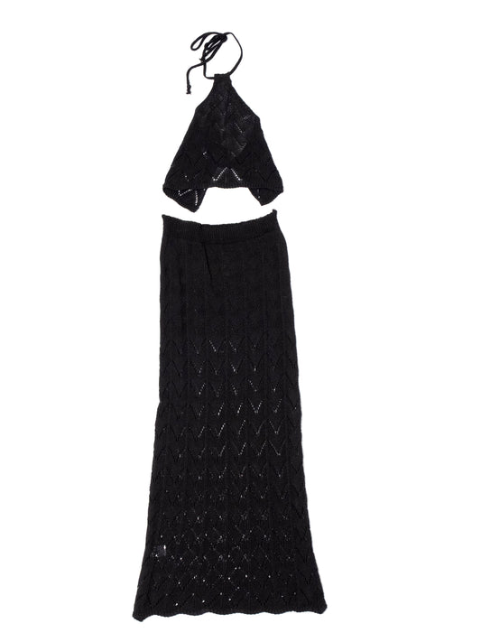 Completo gonna con top scollo americano Nero